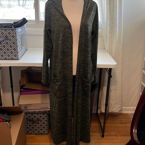 Green LuLaRoe Shirley long cardigan.